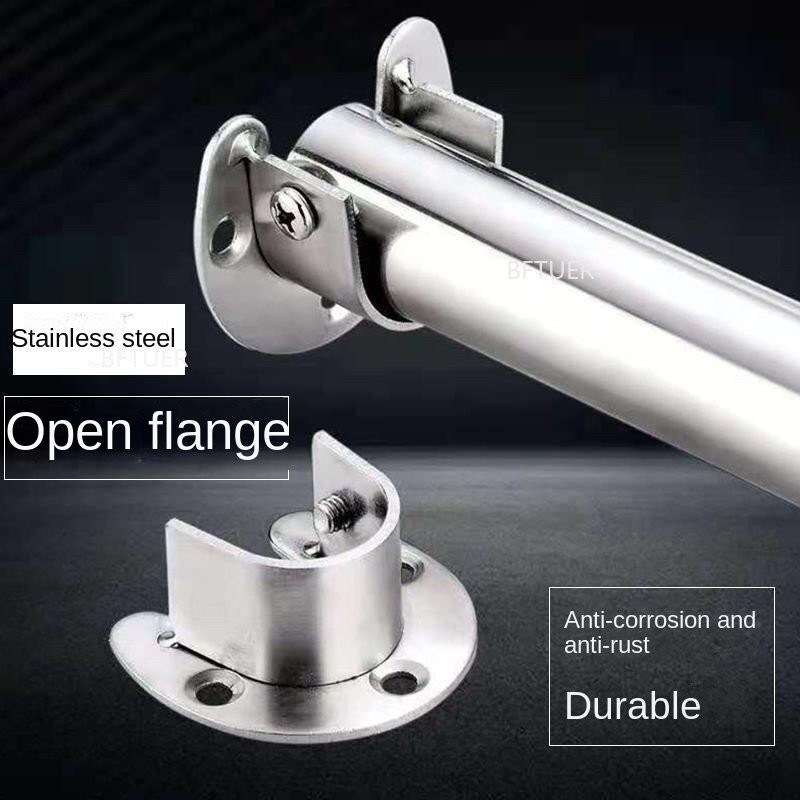304 Stainless Steel Flange Seat Wardrobe Hanger Rod Tube Hook Fixed ...