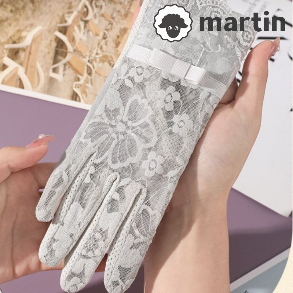 Martin Sunscreen Gloves, Ice Silk Bow Tie Flowers Mittens, Fashion 