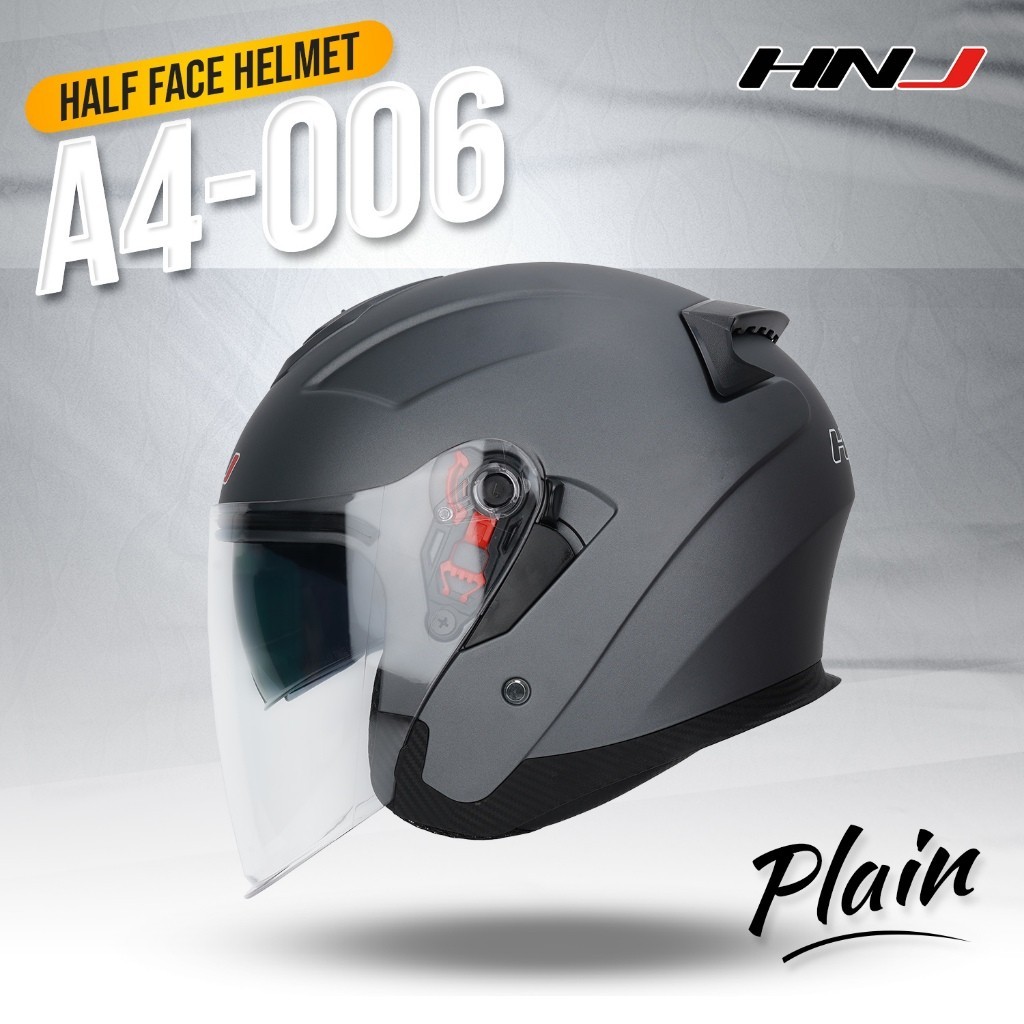 (BPS) Hnj A4-006 Certification Half Face and Dual Visor Plain Design  Motorcycle Helmet for men