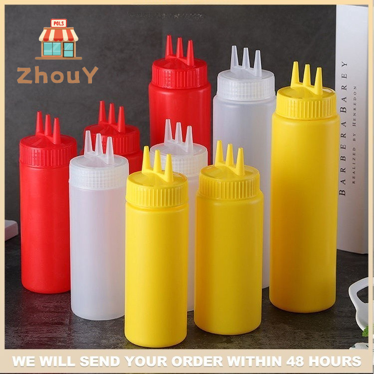 Ketchup Squeeze Bottle Plastic Condiment Squeeze Bottles 3 Hole