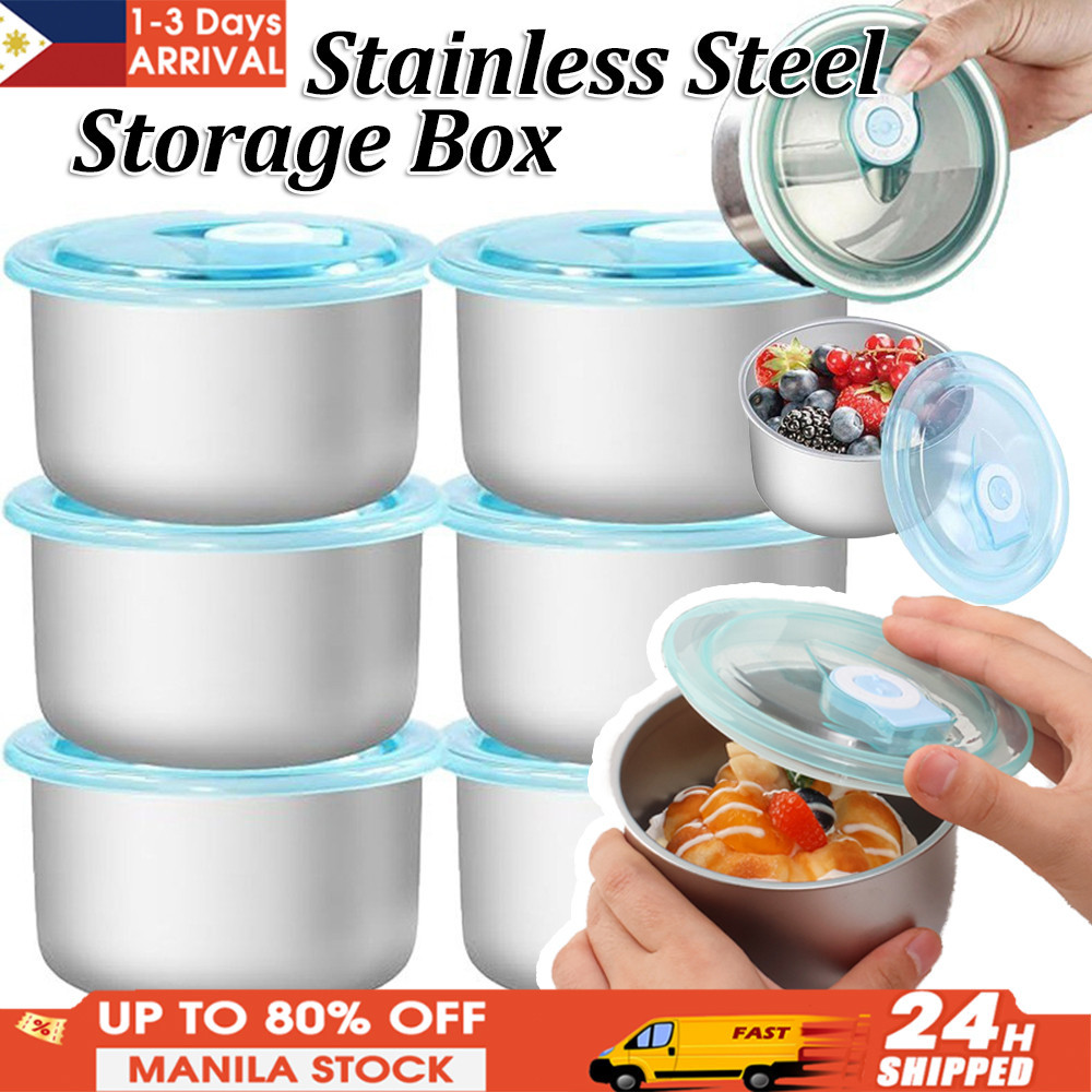 Household Food Storage Box - Portable Bento Box with Cover - Stainless ...
