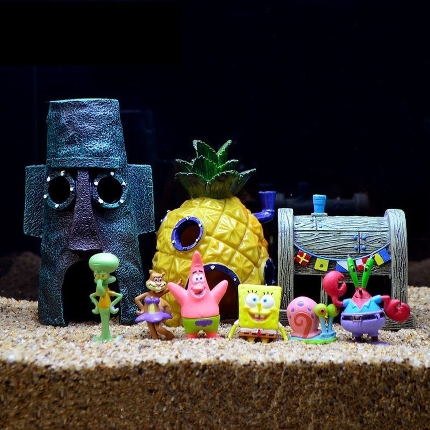 Fish Tank SpongeBob Landscape Ornaments Fish Model Micro Aquarium ...