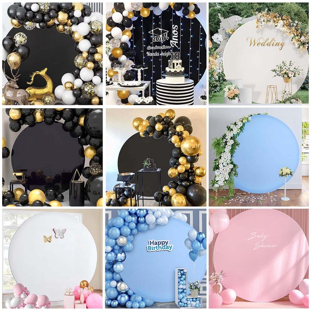 Round Backdrop Cover Newborn Welcome Party Decorations Baby Shower Kids ...