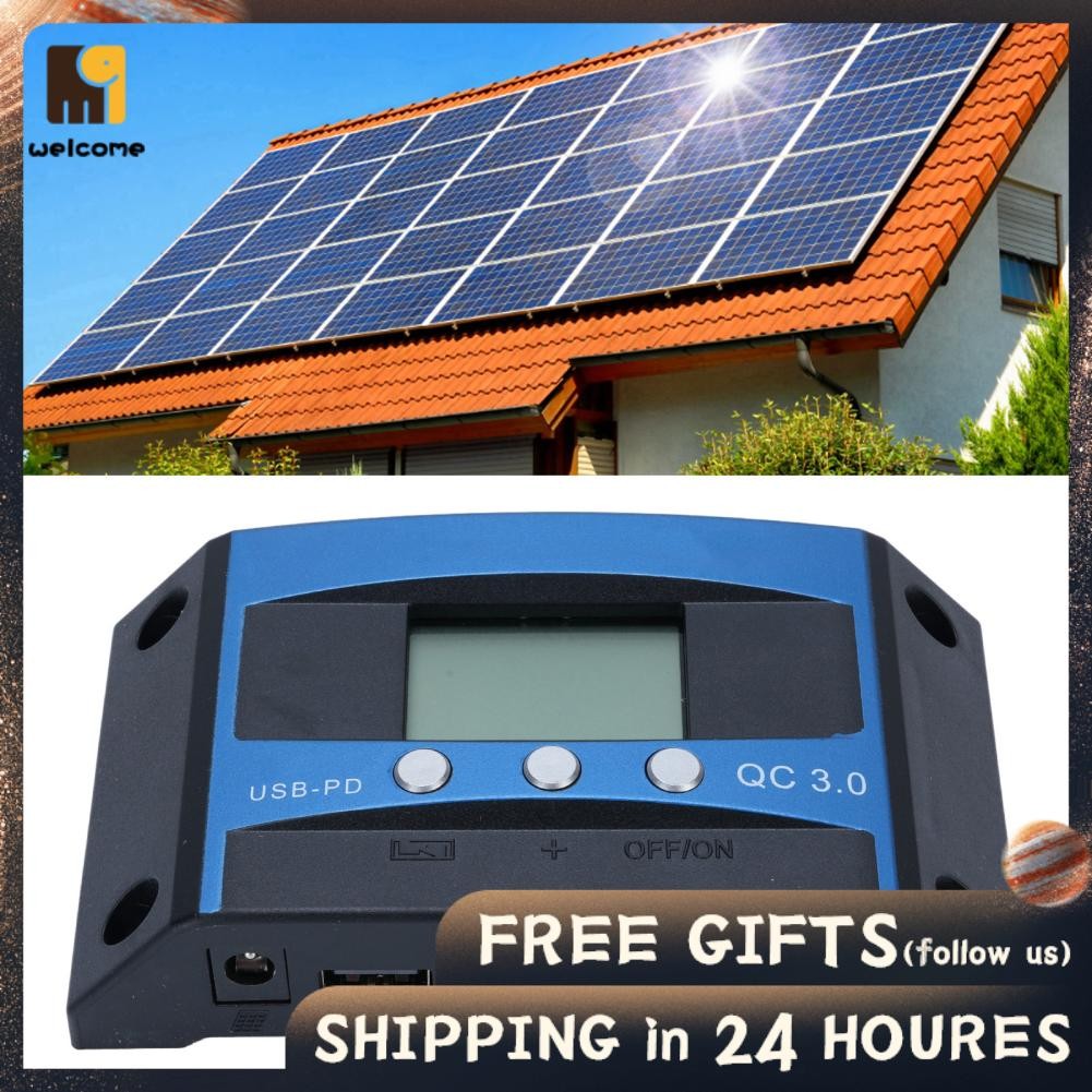 Welcomehome MPPT Solar Controller 12V 24V Panel Regulator with LCD ...