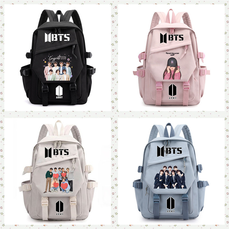 Fashion BTS Backpack School Bag Computer Bag Cute Student | Shopee ...
