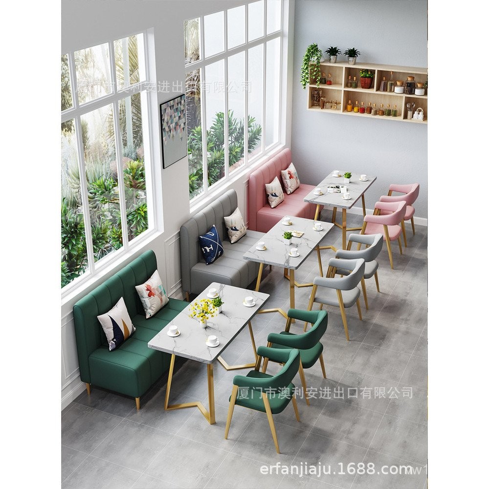 Snack Bar Restaurant Booth Commercial Table and Chair Wall-mounted ...