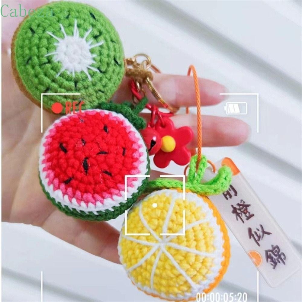 CABEZA Knitted Keychain, Mango Watermelon Pineapple Crochet Fruit Key  Chain, Creative Avocado Handmade Fresh Cute Weaved Keyrings Handbag Charms