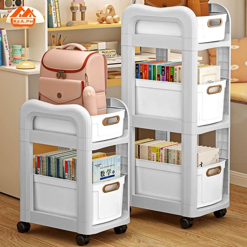 Multilayer Bookbag Storage Rack Household Movable Cart Book Storage ...