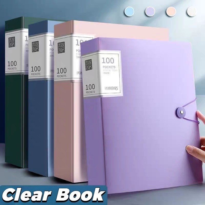 A4/Long Clear Book Large Capacity Transparent Folder Paper Storage ...