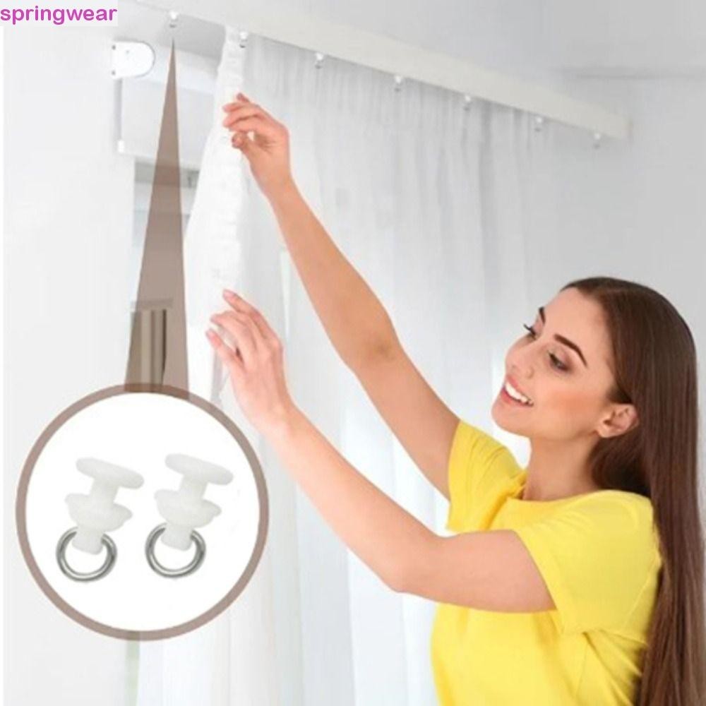 SPRINGWEAR 20pcs/pack Curtain Track Pulley, White Plastic Curtain Hook ...