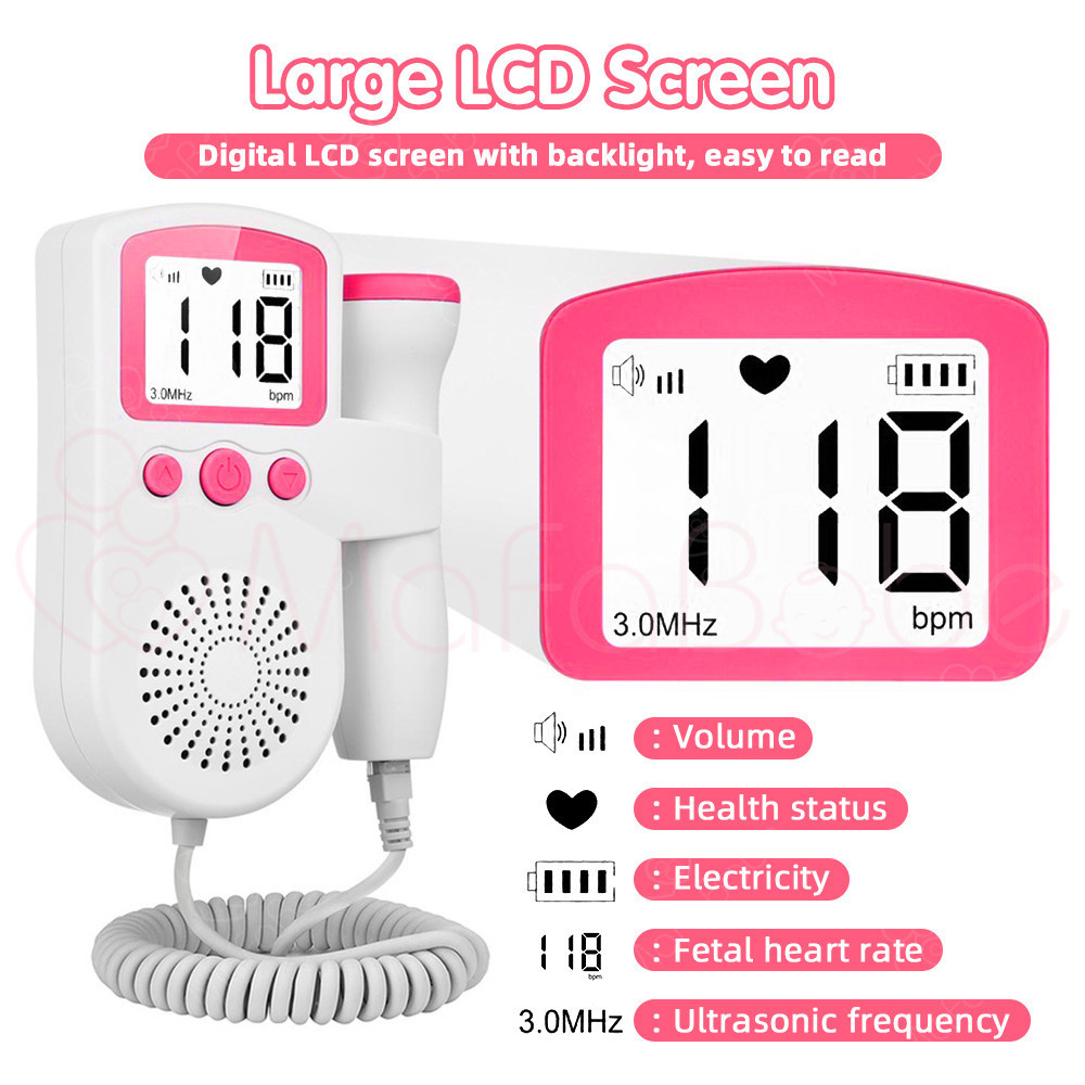 2.5MHz Ultrasound Doppler Fetal Portable Baby Monitor Pregnancy Women ...