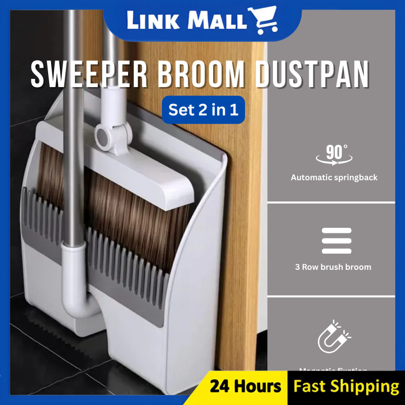 New Foldable Sweeper Broom Dustpan Set 2 in 1 Penyapu & Penyodok Set ...