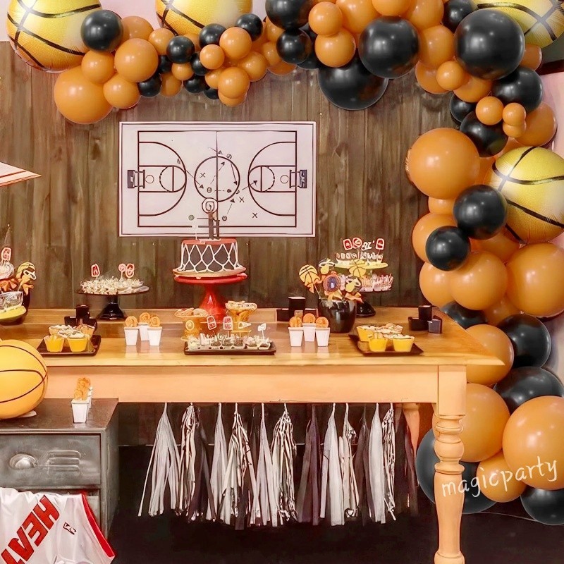 Basketball Balloon Black Number Foil Balloons Birthday Decoration Set ...