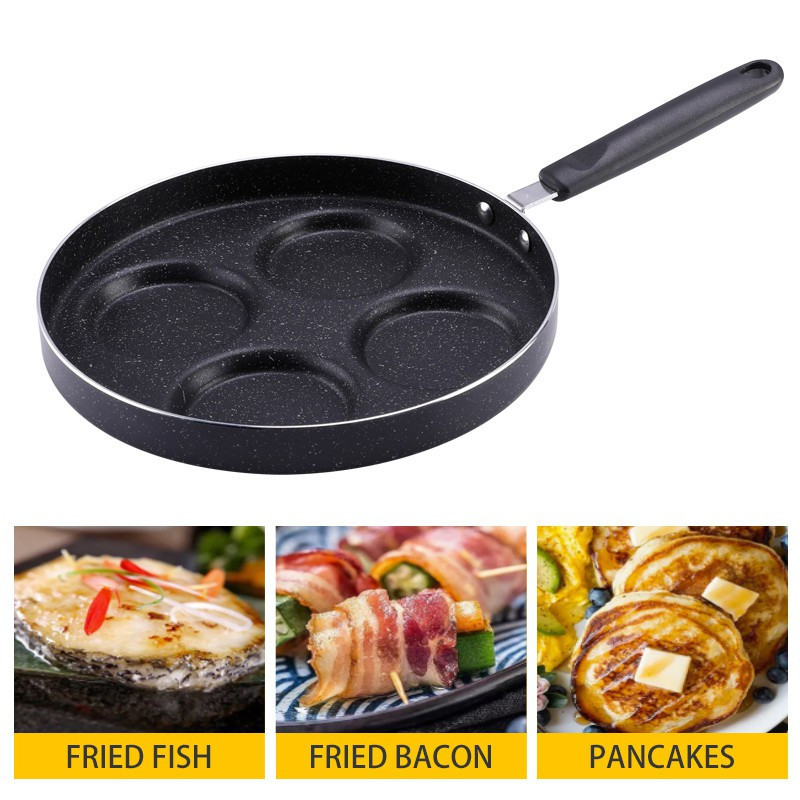 4 Hole Non Stick Frying Grill Pan Cooking Pot Non Stick Pancake Maker Home Breakfast Egg Burger 7392