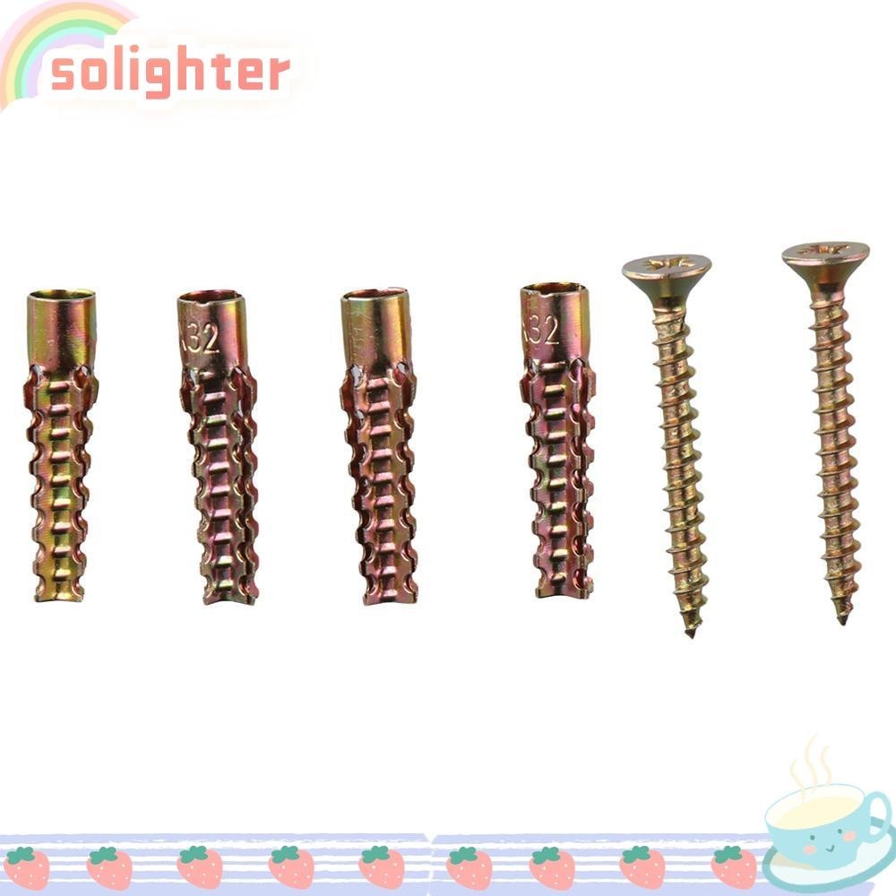 SOLIGHTER 100Pcs Molly Bolt Screws Set, Gold Tree Shaped Wall Anchor with Screws, Heavy Duty