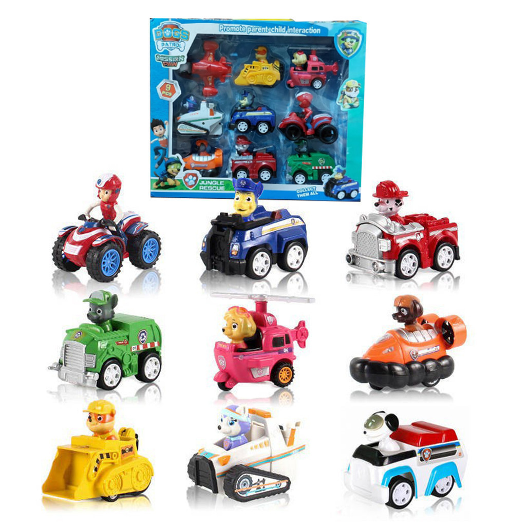 COD 9 in 1 Vehicle Action Figures Doll Dog Racer Car Set Paw Patrol ...