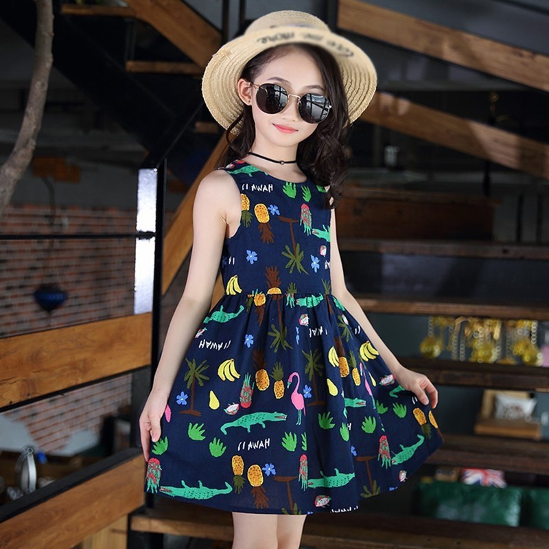 Dress Children Girl Summer Sleeveless Tied Rope Design Fresh Cherry ...
