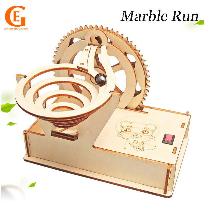 GIFTED EDUCATION DIY Marble Run Set Wooden 3D Ball Track Mechanical ...