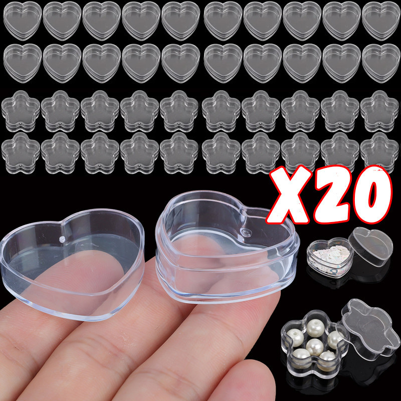 10/20pcs Clear Small Storage Boxes/Transparent Heart Shaped Containers ...