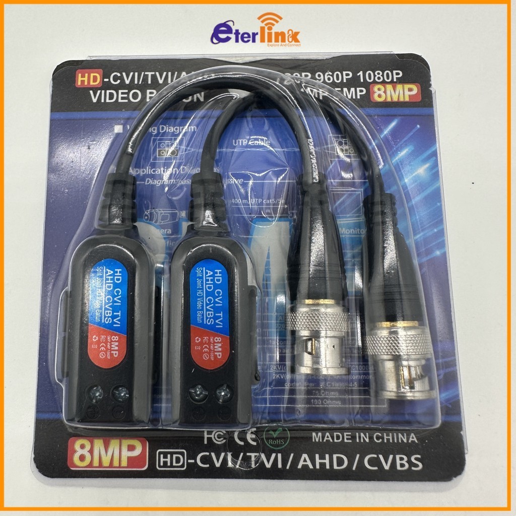 8mp BalunTVI/CVI/AHD/CVBS Camera CCTV BNC CAT5 Video Balun Transceiver ...