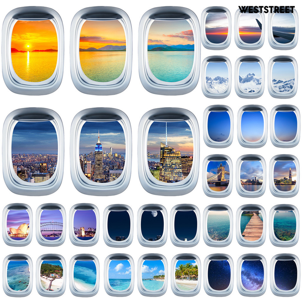 Weststreet 3Pcs/Set Airplane Window Decal Three-dimensional Self ...