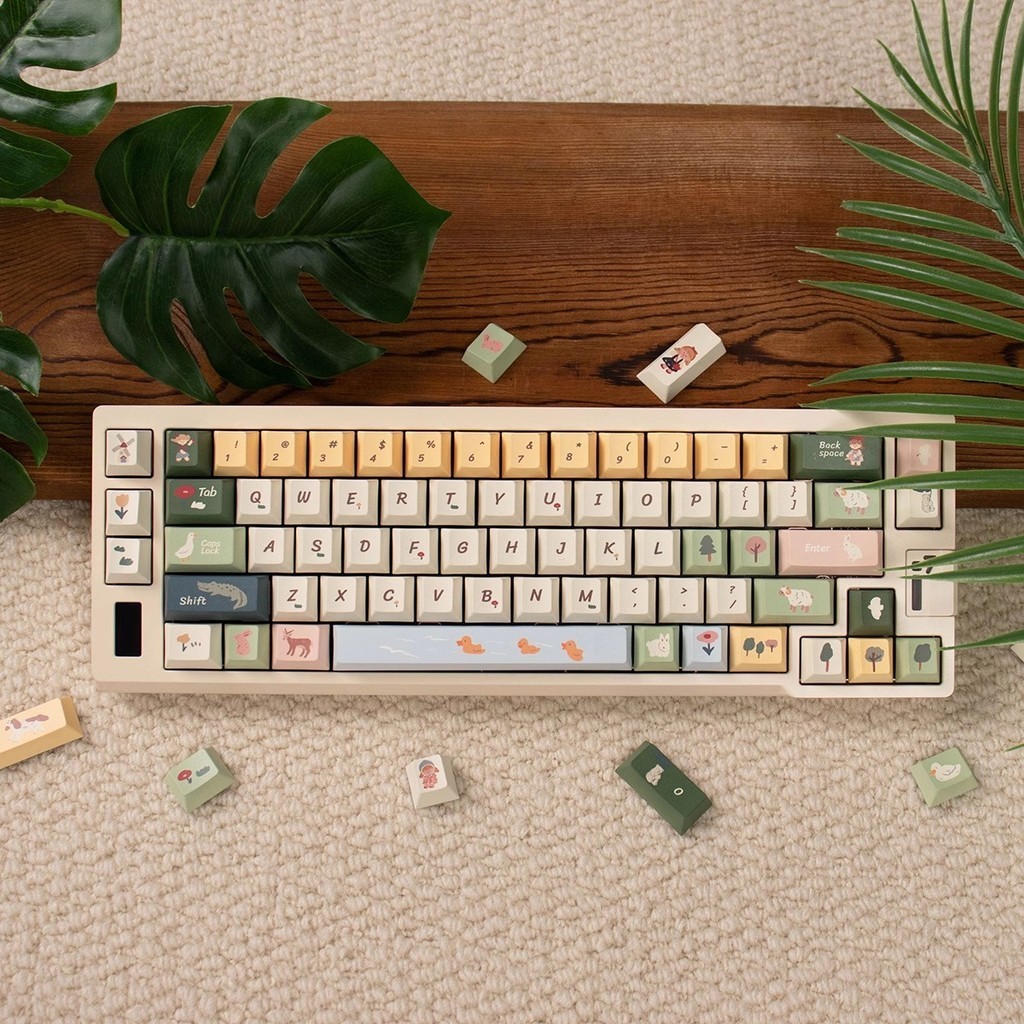 152 Keys Spring Ranch Cute PBT Keycaps 1.7mm thickness Cherry profile ...