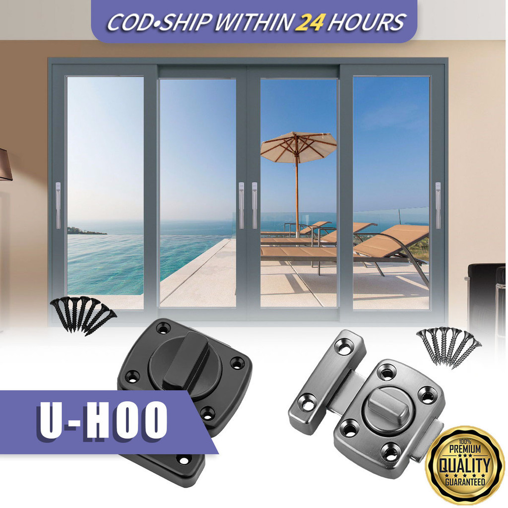 Anti-Theft Sliding Glass Door Bolt Lock Zinc Alloy Revoling Plug Latch ...