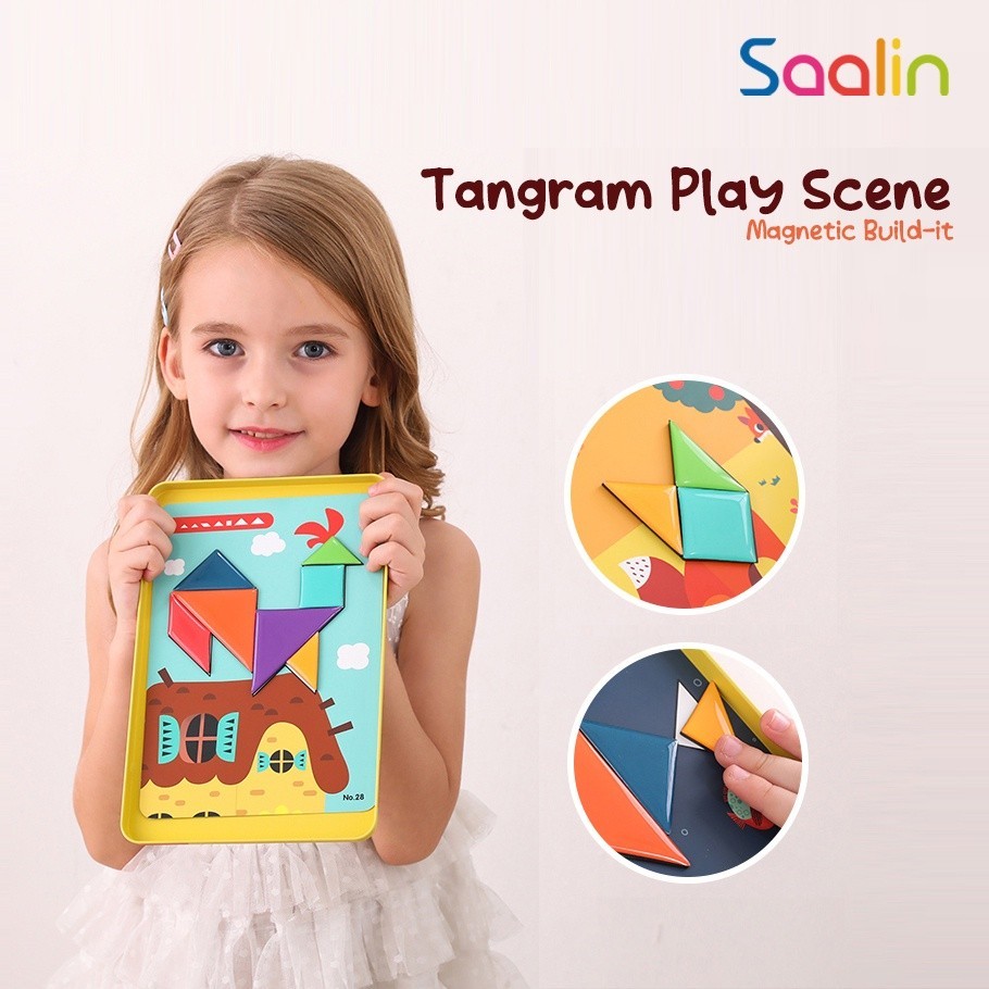 Saalin Magnetic Tangram Puzzles Geometric Building Blocks | Educational ...