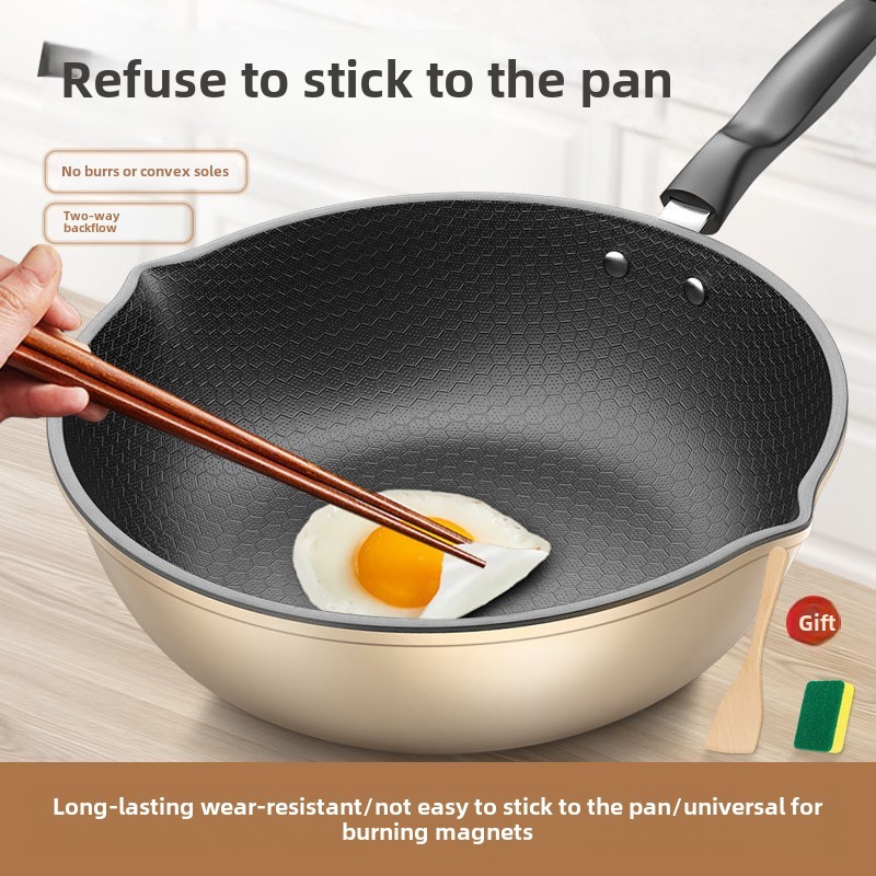 Wok Non-Stick Pan Multi-Functional Braising Frying Pan Universal Stove ...