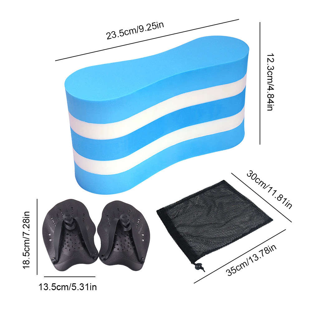 Swim Training Pull Buoy Adjustable Strap Hand Paddles 5-Layer Pull Buoy ...