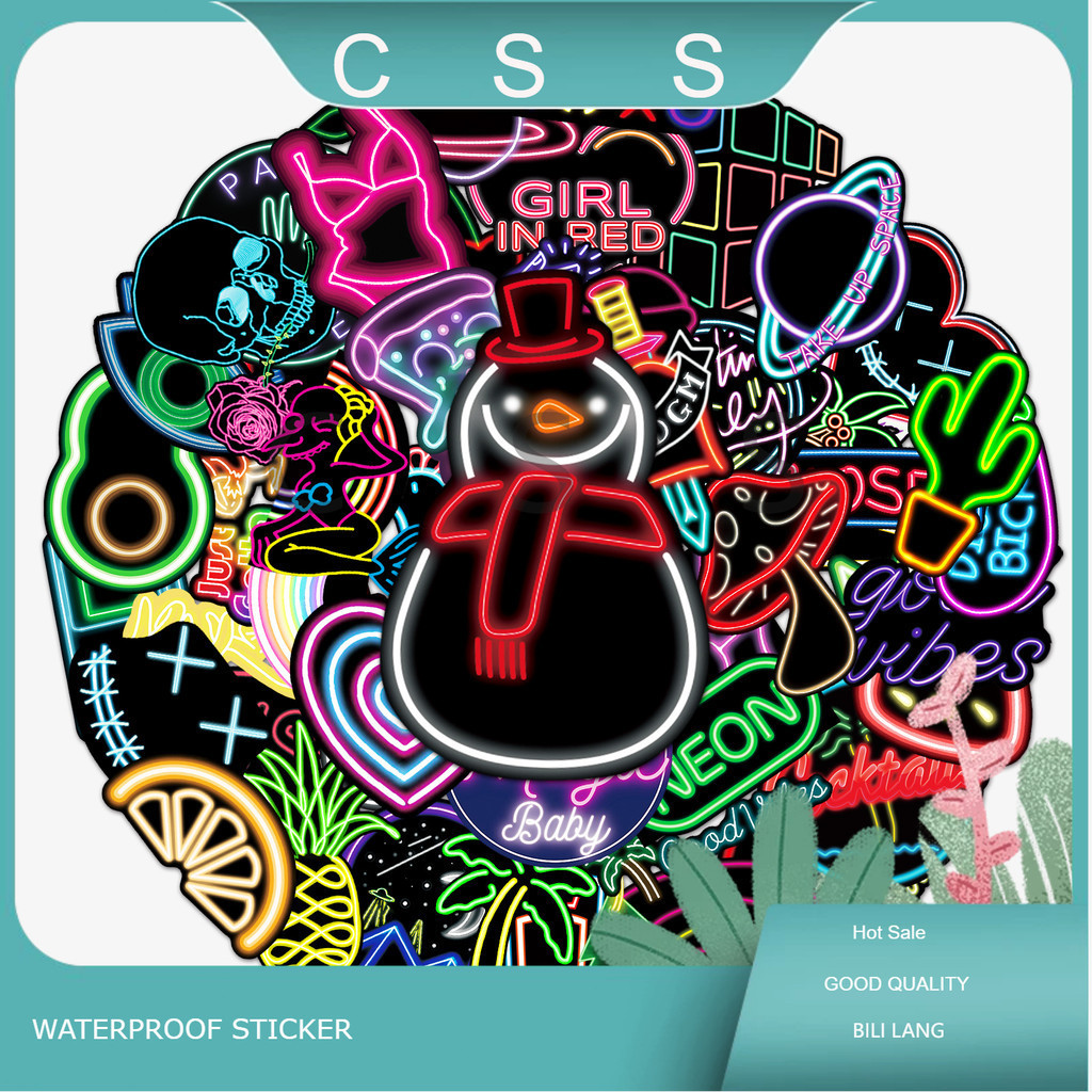 CSS.50Pcs/Set New Style Neon Graffiti Stickers Waterproof Sticker ...