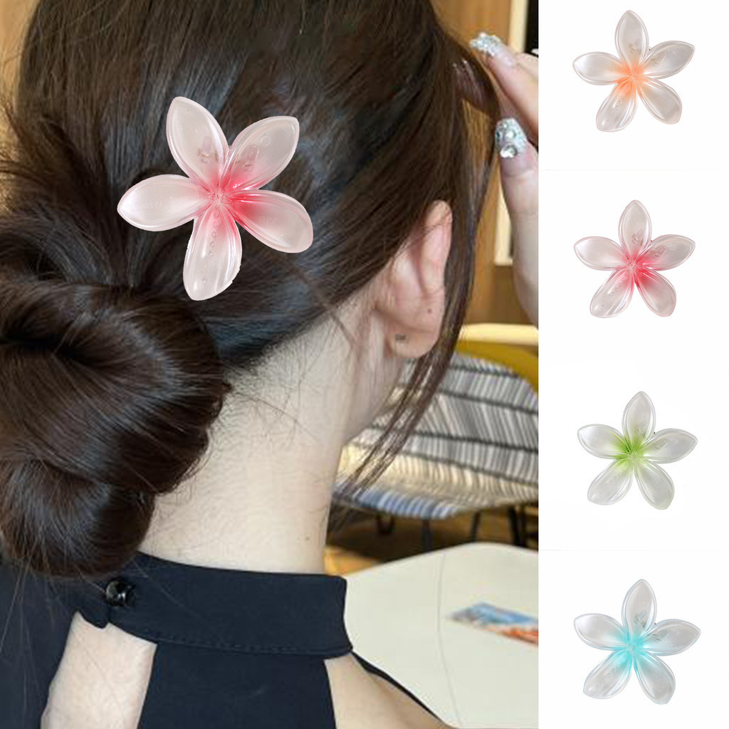1PC Transparent Pearl Light Hairpins Bohemia Hawaiian Egg Flower Buckle