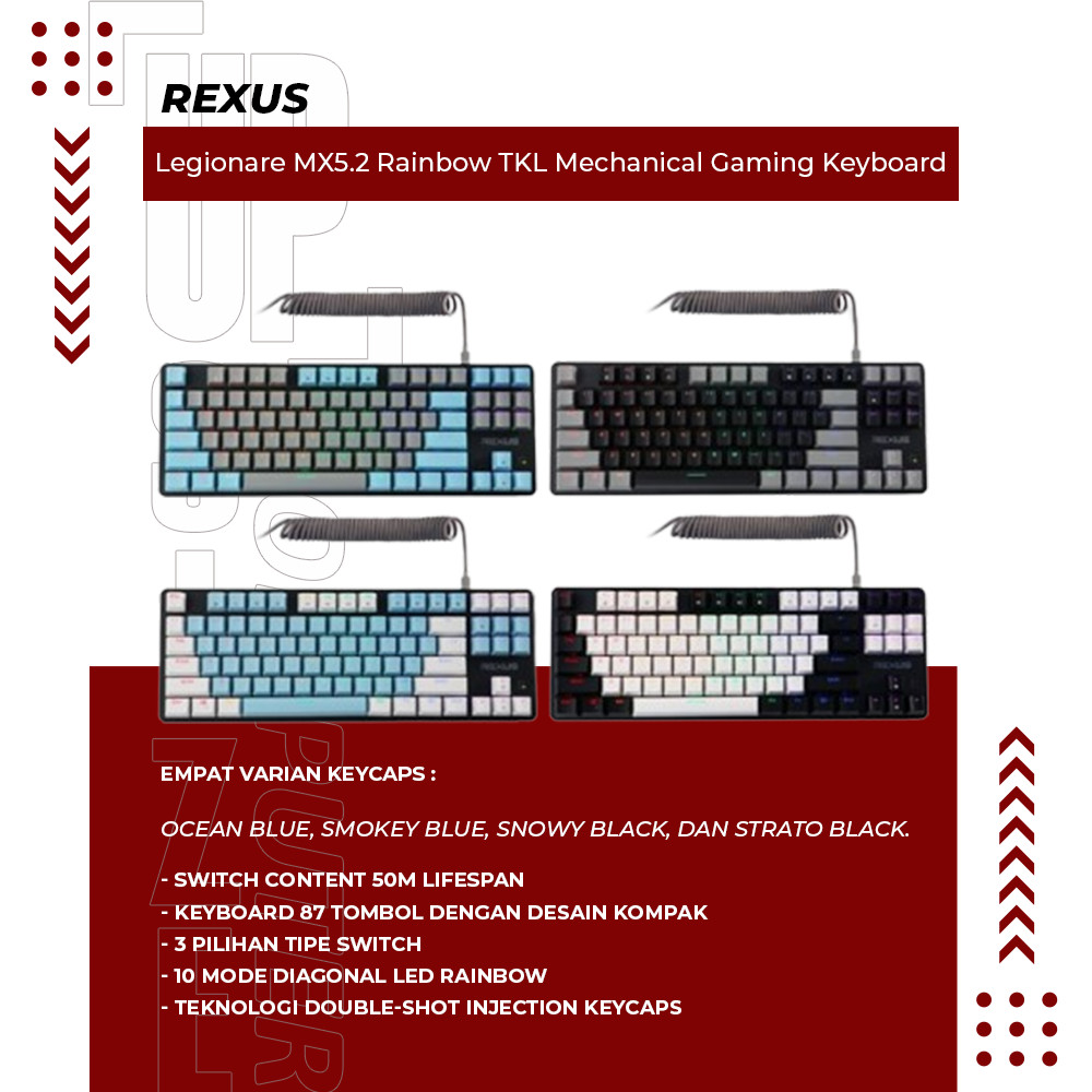 Rexus Mechanical Gaming Keyboard Legionare MX5.2 TKL Finale | Shopee ...