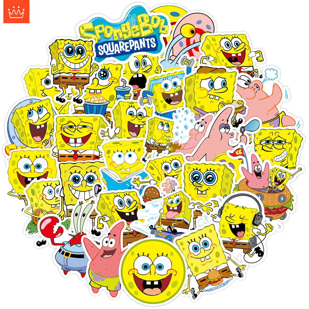 J· SpongeBob SquarePants Stickers Set Cartoon Graffiti Waterproof ...