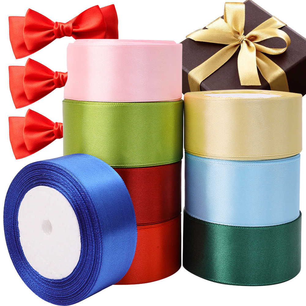 Solid Color Rainbow Ribbon - Assortment 10 Colors Double Face Satin ...
