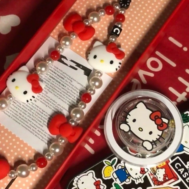 Sanrio Hello Kitty Phone Chain Cute Cartoon Women Bead String Phone ...