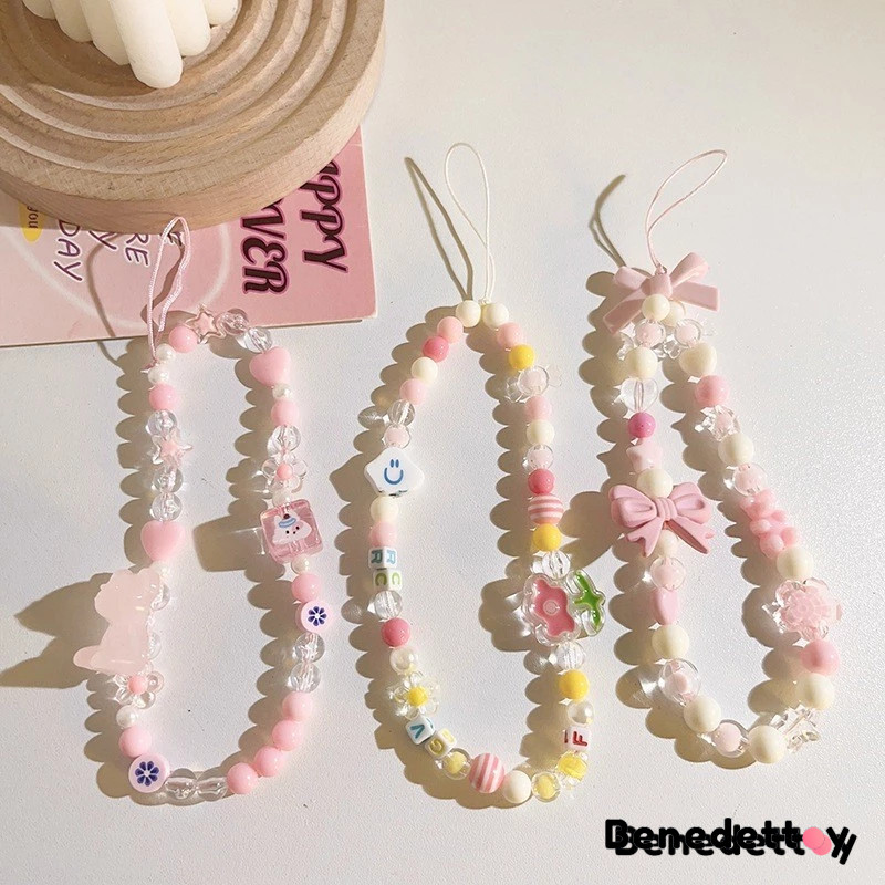 Korea mobile phone chain bow bead hanging chain mobile phone Strap case ...