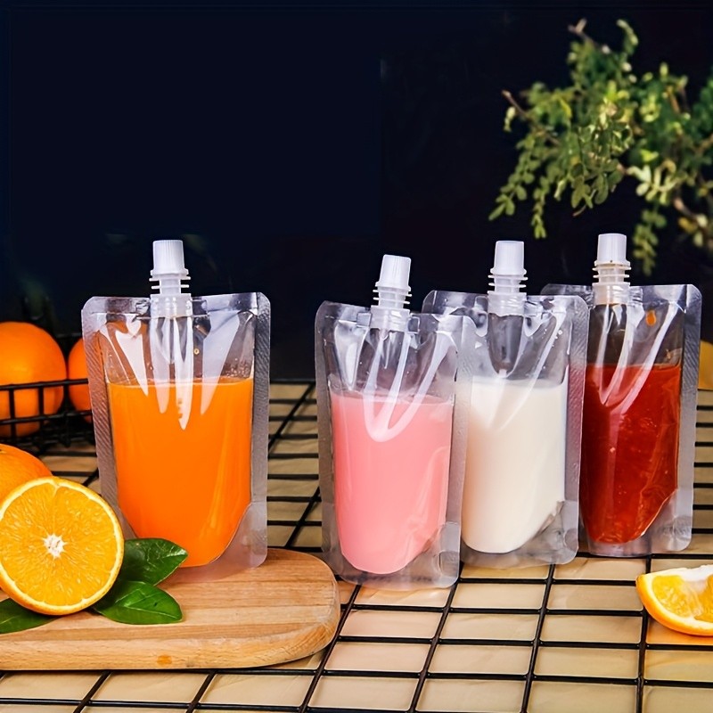 100pcs Stand up Liquid spout Pouch bag Clear Plastic Beverage Container ...