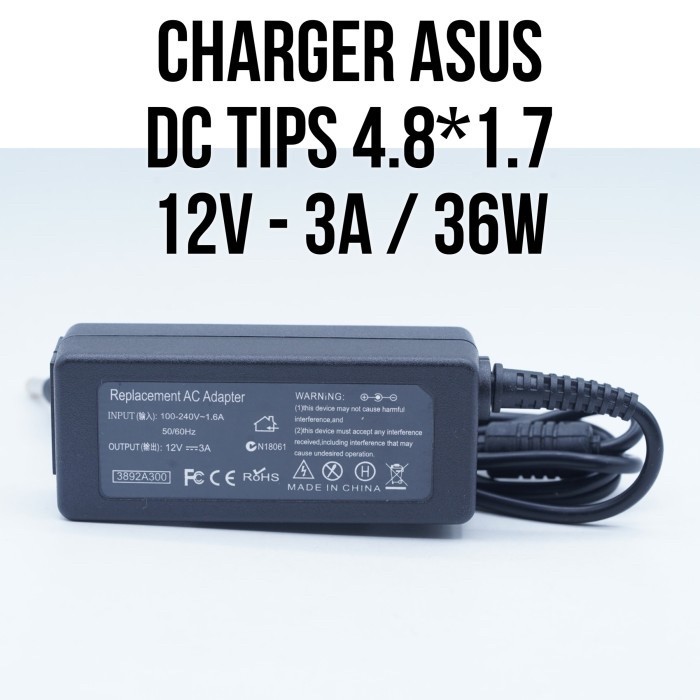 ASUS 12V 3A 36 Watt DC Tips Jek 4.8*1.7 Charger Adapter Notebook Laptop ...