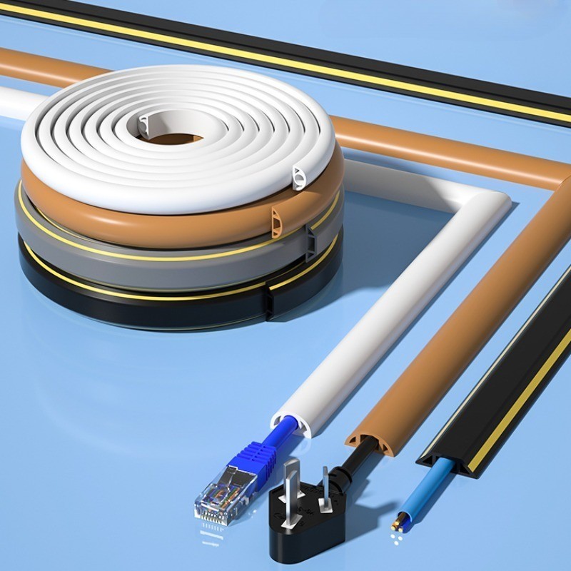 Durable Floor Cable Cover PVC Cord Protector Self-Adhesive Power Cable ...