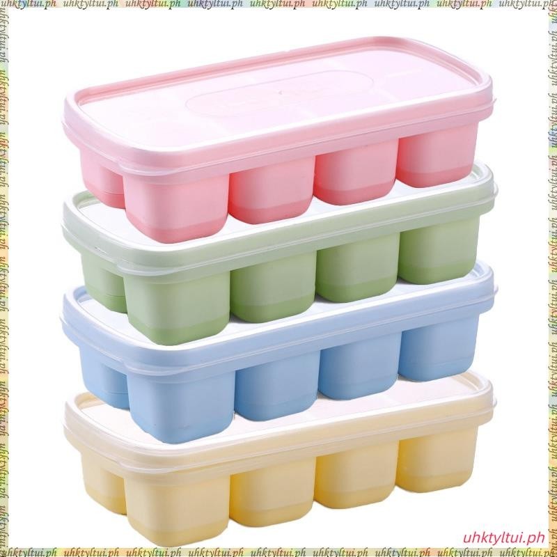 [L U T I] 4-Piece Silicone Ice Square Tray with Splash-Proof Removable ...