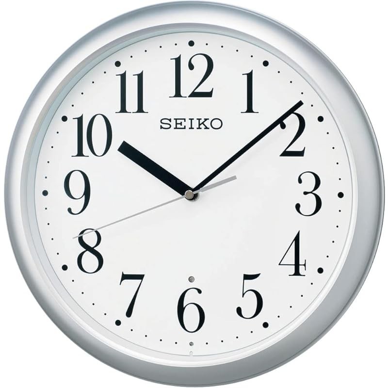 Seiko Clock Wall Clock Office Type Radio Wave Analog Silver Metallic ...