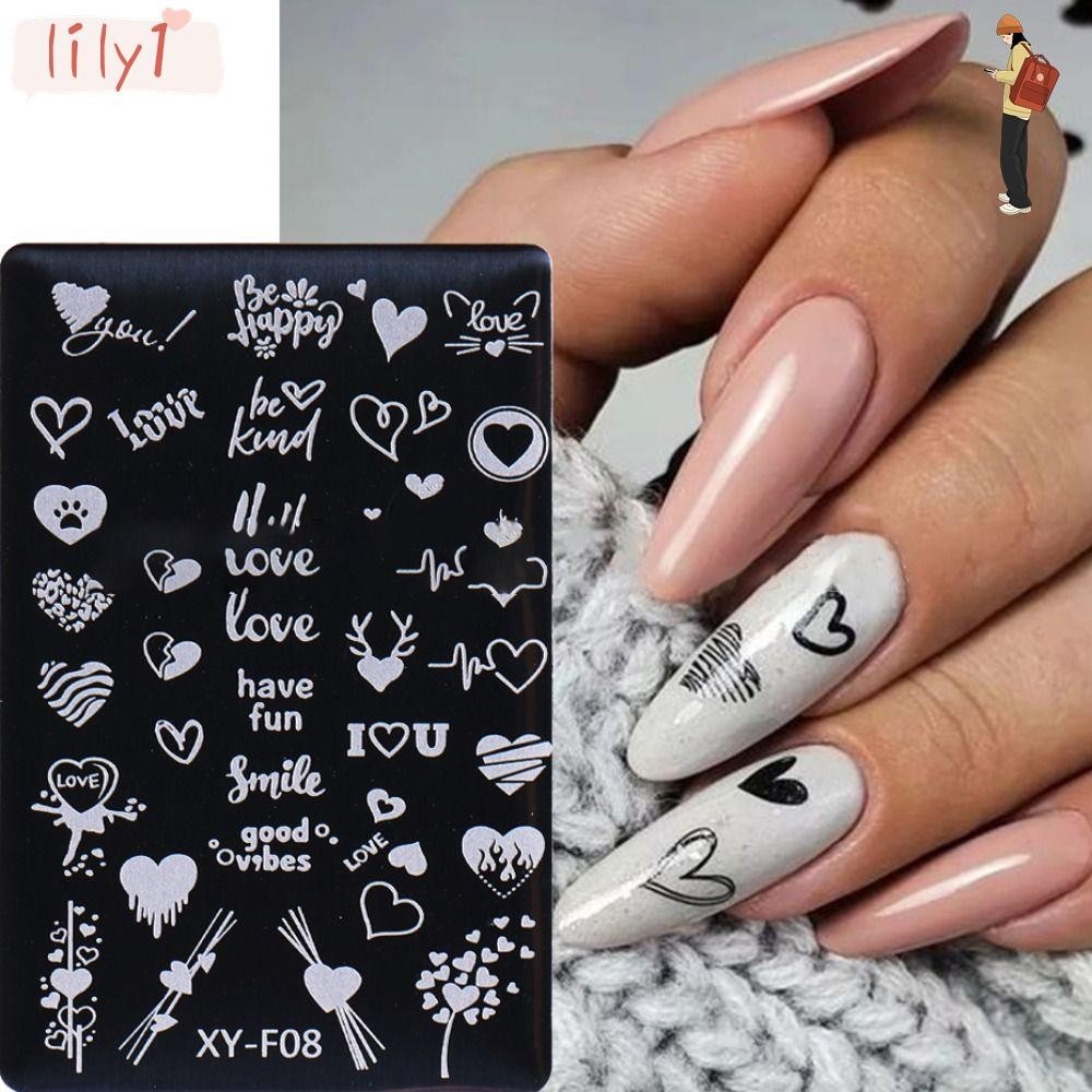 Lily Drawing Template, Valentine Sweetheart Lines Nail Art Stamping 