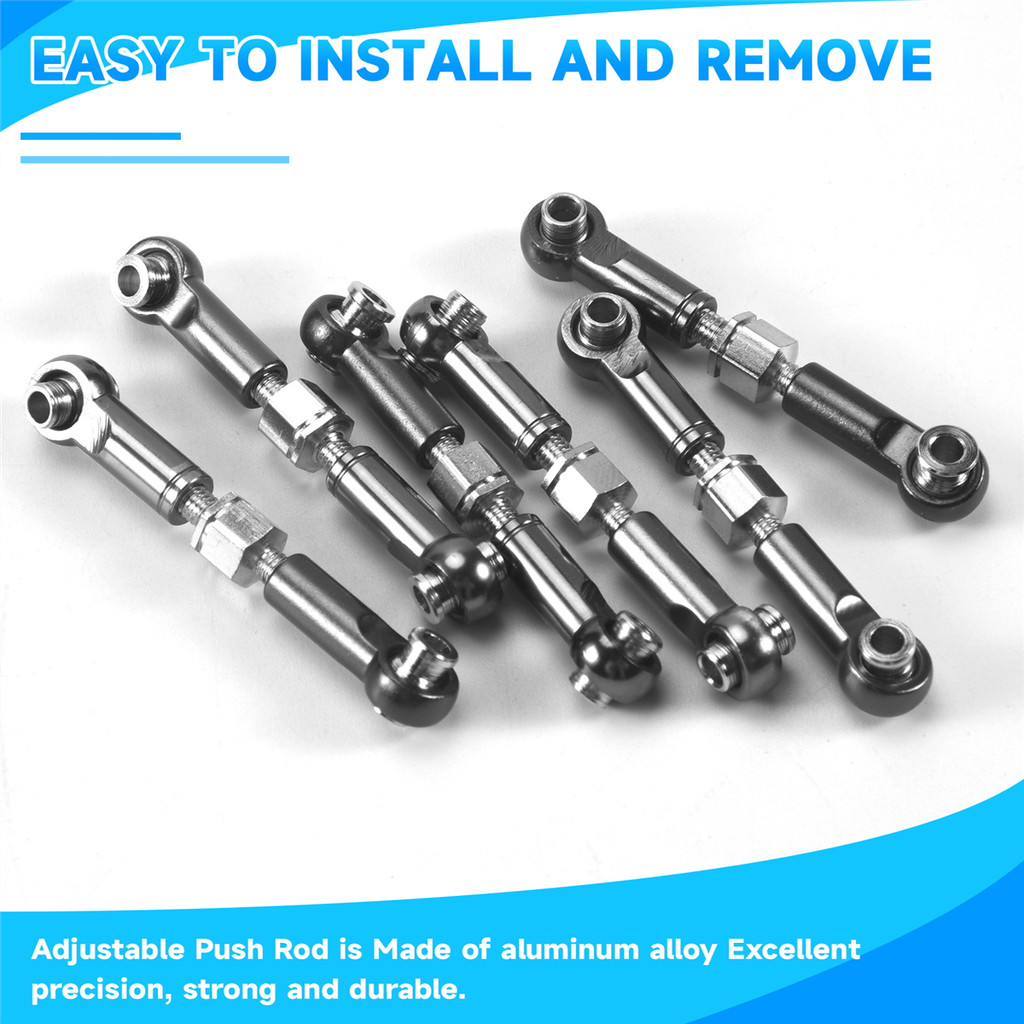 【Yhumh003yx】6Pcs Adjustable Metal Linkage Pull Rod Front /Rear Servo ...