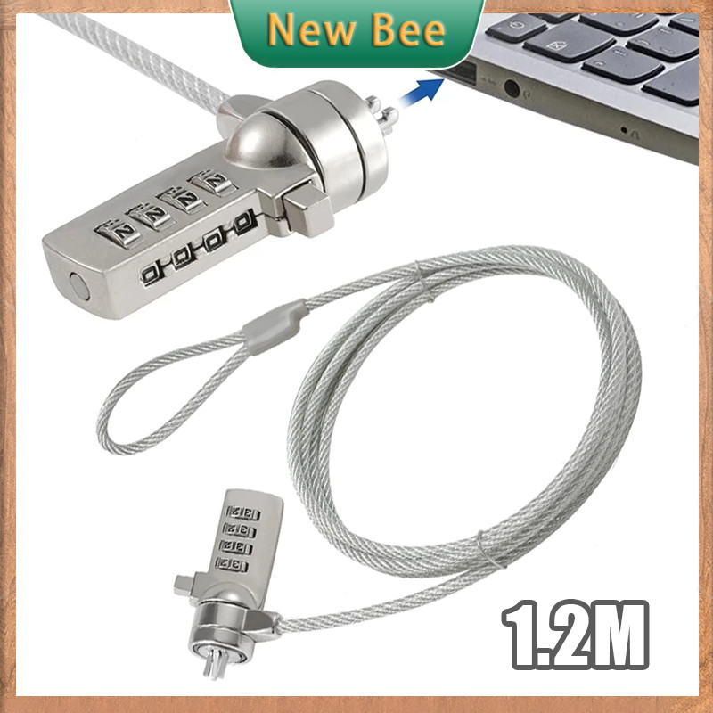 Laptop Lock and Key Cable Type Zinc Alloy Computer Lock with 4 Digit ...