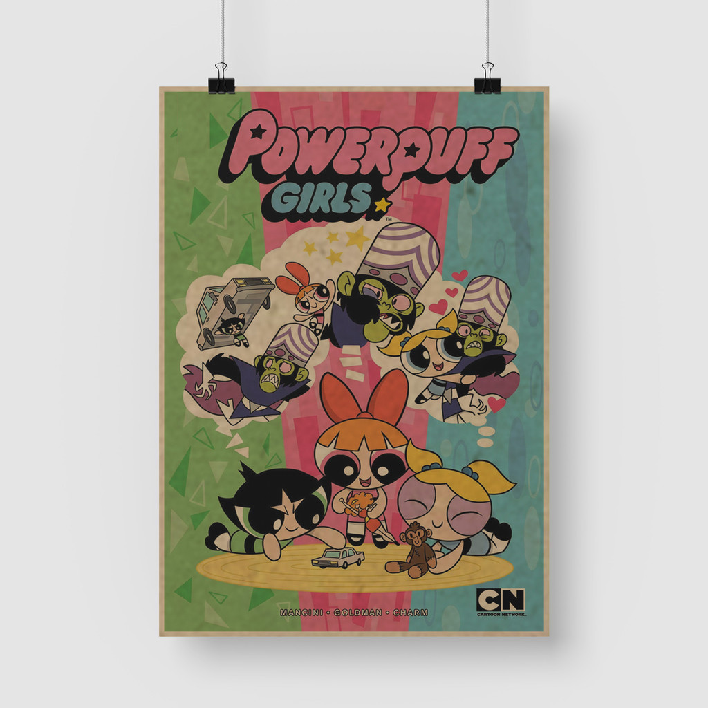 The Powerpuff Girls cute anime character retro kraft paper decorative ...