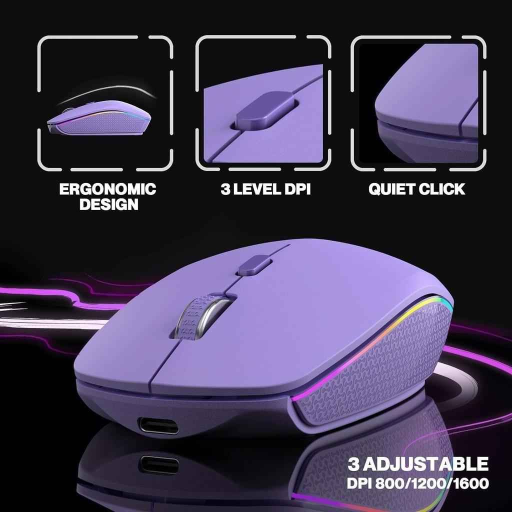 Jomaa Backlit Wireless Keyboard Mouse Set Ultra Slim Bluetooth 2.4G