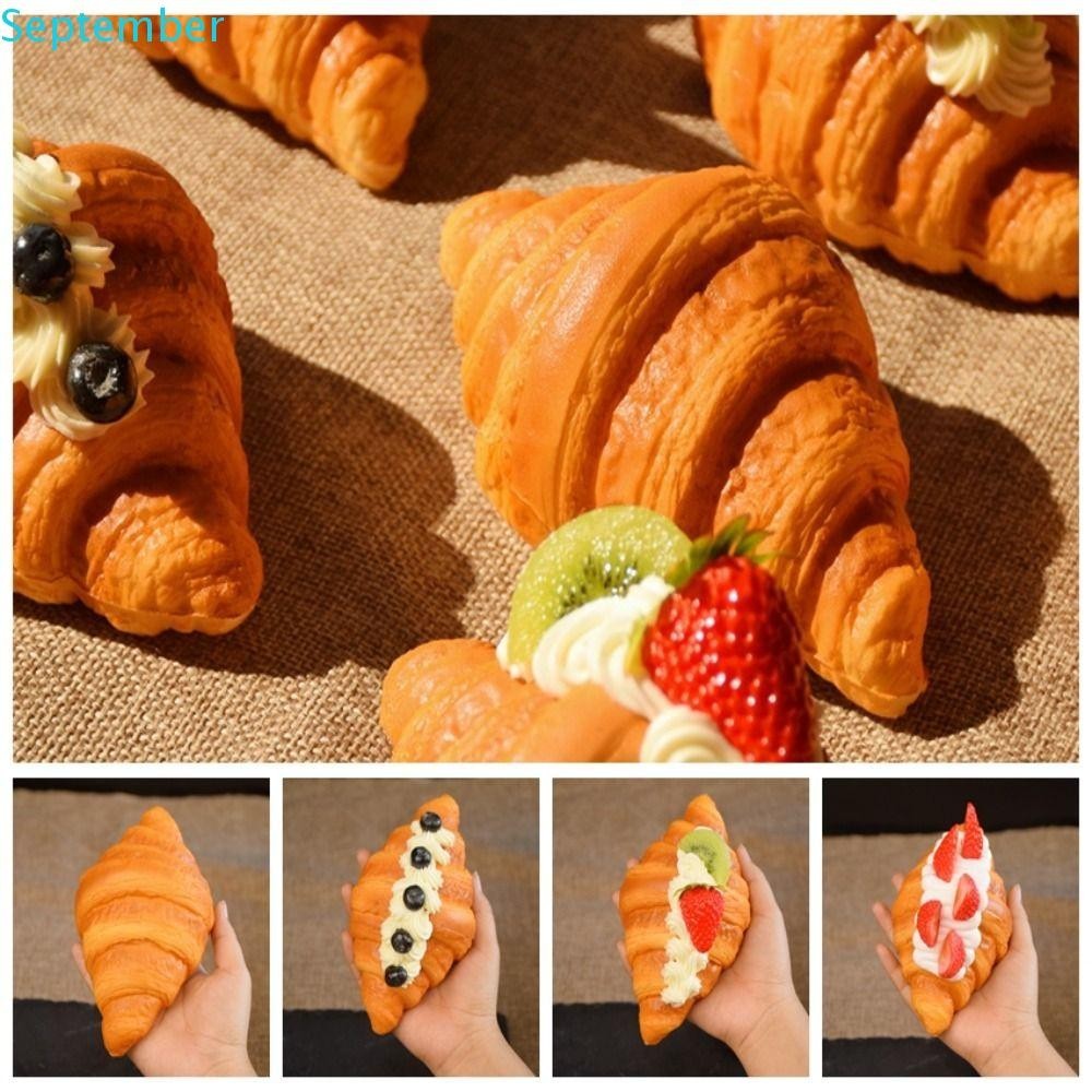 SEPTEMBER Simulation Croissant Bread, PU Exquisite Fake Soda Bread ...