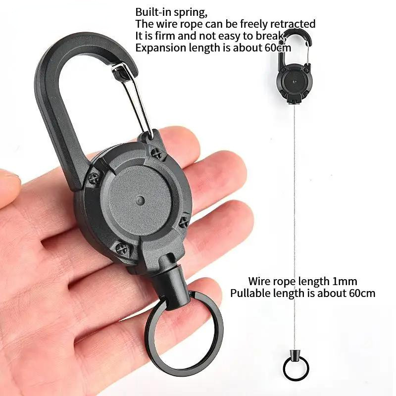 Anti-theft Metal Easy-to-pull Buckle Rope Elastic Keychain Sporty ...