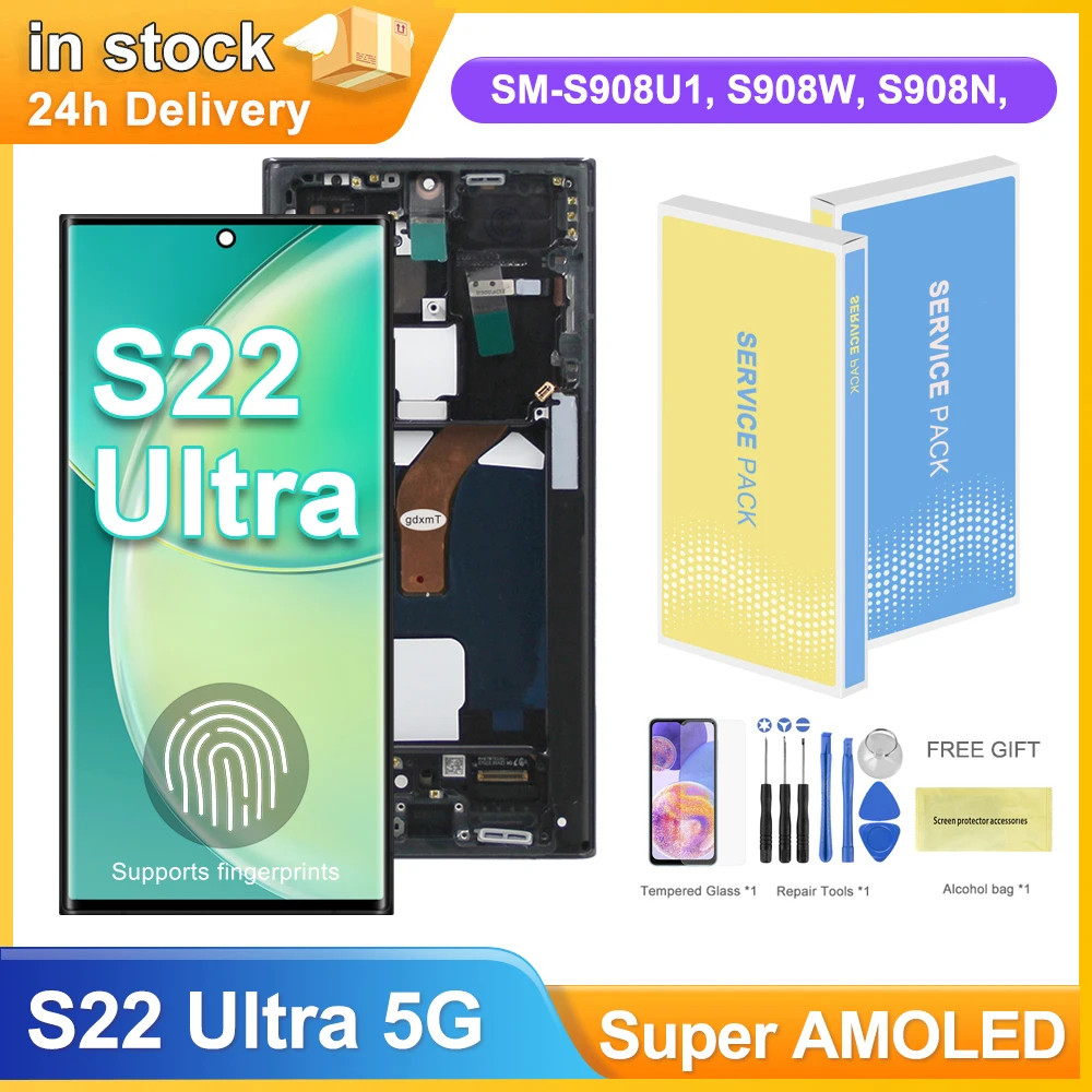 S22 Ultra Super AMOLED Screen for Samsung Galaxy S22 Ultra 5G S908B ...